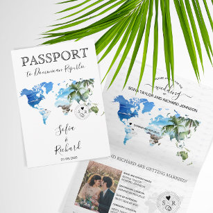 Convite Palma do Mapa do Mundo Verde do Passaporte de Dest