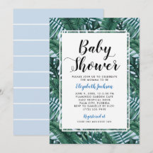 Palma tropical azul moderna deixa Chá de bebê