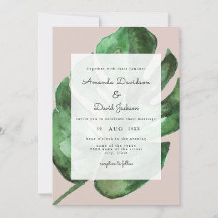 Convite Palma Tropical Deixa Casamento Moderno Verde