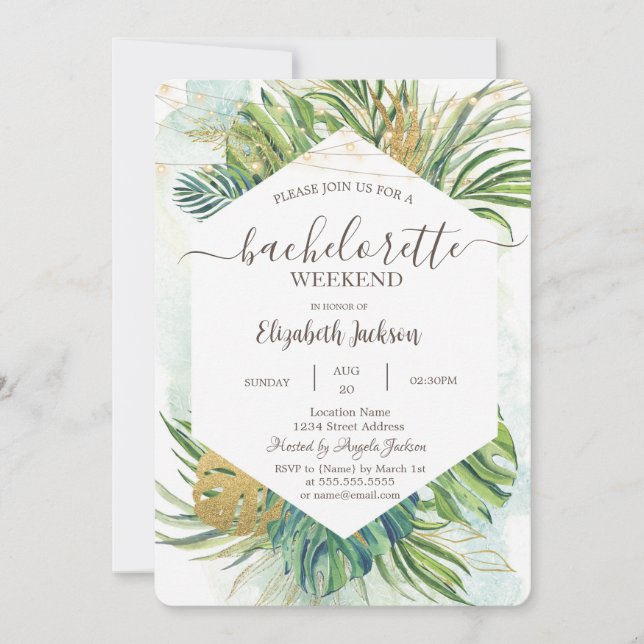 Convite Palma tropical deixa Festa de solteira de verão (Frente)