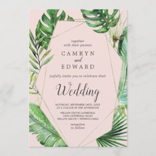 Convite Palma tropical selvagem   Casamento Geométrico de 
