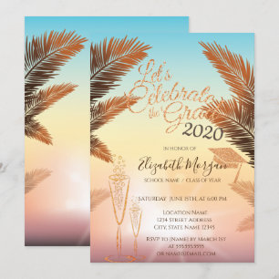 Convite Palmas, Boné de formatura De Brilho, Graduação 