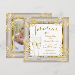 Convite Palmas Champagne Fabulosas Bege Dourado Festa