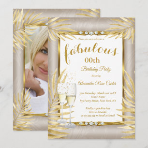 Convite Palmas Champagne Fabulosas Bege Dourado Festa