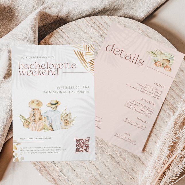 Convite Palmas de praia tropical | Fim de Semana de Bachel (Criador carregado)