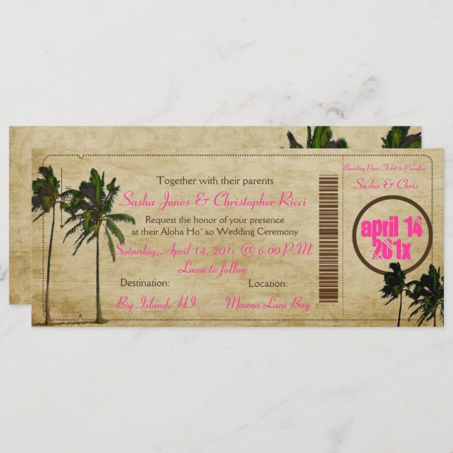 Convite Palmas gêmeas do PixDezines Board Pass/vintage (Frente/Verso)