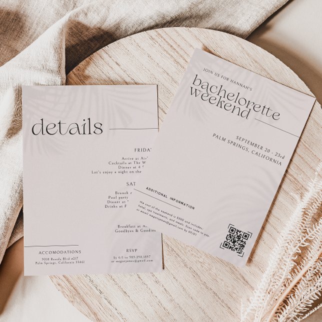 Convite Palmas Mínimas Modernas | Fim de Semana de Bachelo (Criador carregado)