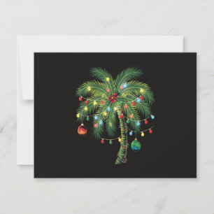 Convite Palmeira de Natal Tropical com Luzes e Enfeites