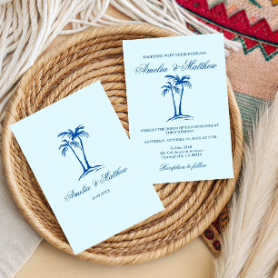 Convite Palmeira de Praia Desenhada à Mão Casamento Capric