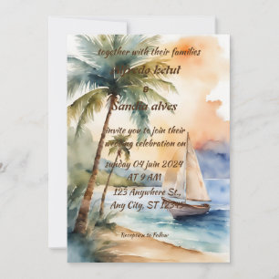 Convite palmeira de verão árvore de palmeira aquarela trop
