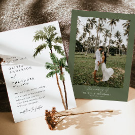 Convite Palmeira Destino Tropical Foto Costas Casamento 