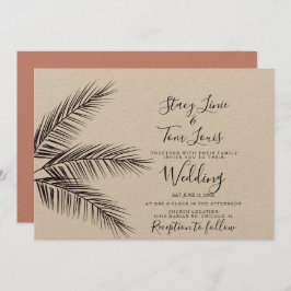 Convite Palmeira Tropical Foliage Mão Desenhada Terrestre