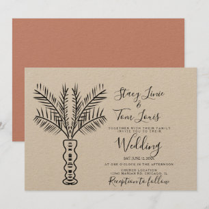 Convite Palmeira Tropical Mão Desenhada Terça 