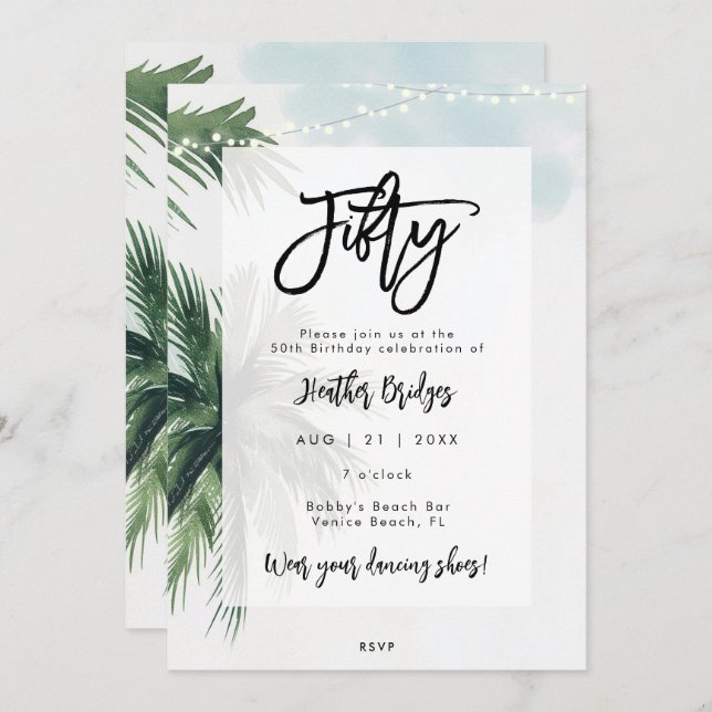 Convite palmeiras acendem 50ª festa de aniversário (Frente/Verso)