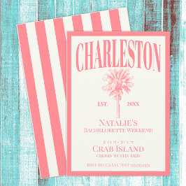 Convite Palmeiras cor-de-rosa Charleston Coastal Bachelore