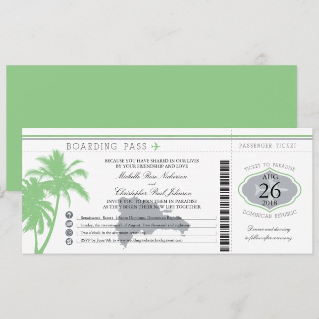 Convite Palmeiras da passagem de embarque da República (Frente/Verso)