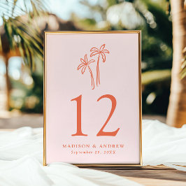 Convite Palmeiras Retiradas à Mão Número da Mesa de Casame