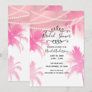 Convite Palmeiras Rosa Tropical & Luzes Chá de Noiva