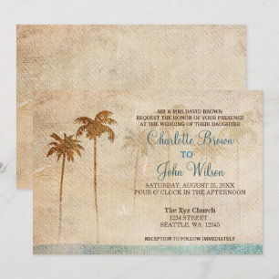 Convite Palmeiras Rustic Trees Beach Wedings Invtions