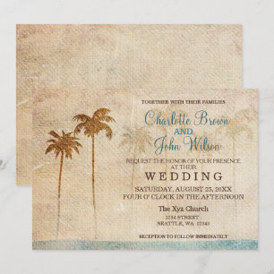 Convite Palmeiras Rustic Trees Beach Wedings Invtions