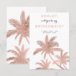 Convite Palmeiras tropicais de ouro rosa moderno