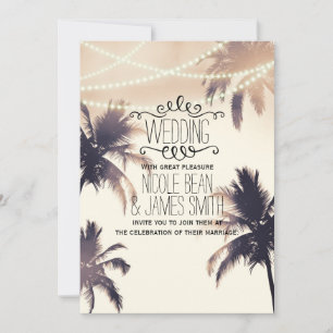 Convite Palmeiras Tropicais & Luzes Creme Casamento dos So