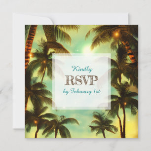 Convite Palmeiras tropicais no casamento sunset