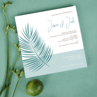 Convite Palms Aqua ・ Bonito Casamento Costeiro Moderno