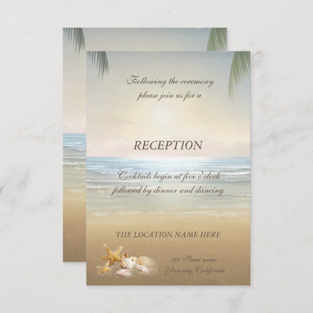 Convite Palms Sunset Beach Reception (Frente/Verso)