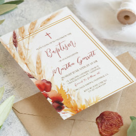 Convite Pampas Autumn Beige Girls Baptism