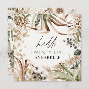 Convite Pampas de aniversário eucalyptus sage verde modern