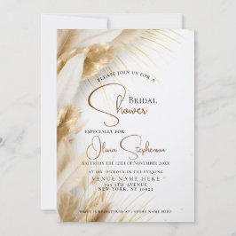 Convite Pampas Douradas Florais Rustic Elegant Bohemian