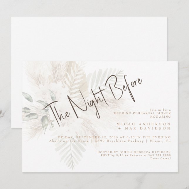 Convite Pampas e Dourado na noite antes do Janto de ensaio (Frente/Verso)