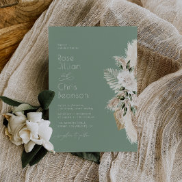 Convite Pampas florais sage floral casamento verde