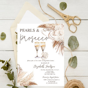Convite Pampas Flores Pearls Chá de panela Prosecco