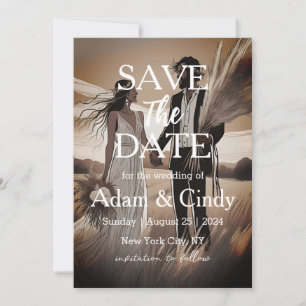Convite pampas gramado boho salva as datas