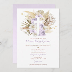 Convite Pampas Grass Bohemian Baptism Boho Christening