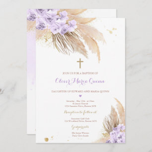 Convite Pampas Grass Bohemian Baptism Boho Christening