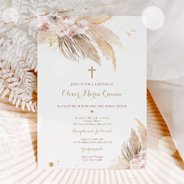 Convite Pampas Grass Bohemian Baptism Boho Christening