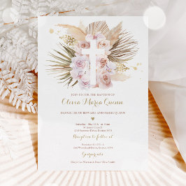 Convite Pampas Grass Bohemian Baptism Boho Christening