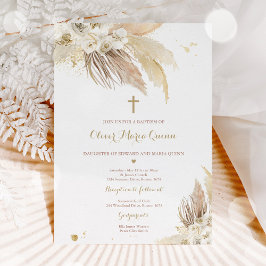 Convite Pampas Grass Bohemian Baptism Boho Christening