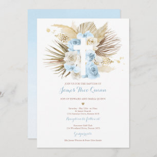 Convite Pampas Grass Bohemian Baptism Boho Christening
