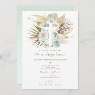 Convite Pampas Grass Bohemian Baptism Boho Christening