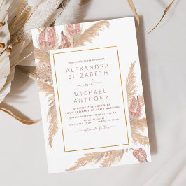 Convite Pampas Grass Bohemian Boho Casamento Tropical Invi