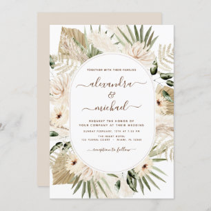 Convite Pampas Grass Bohemian Boho Eucalyptus Wedding Invi