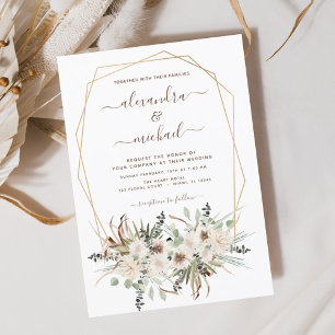 Convite Pampas Grass Bohemian Boho Eucalyptus Wedding Invi
