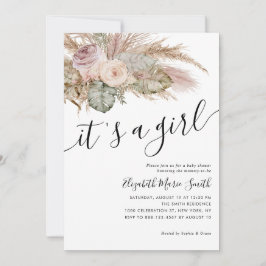 Convite Pampas Grass Boho Bohemian É um Chá de fraldas