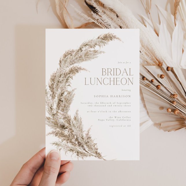 Convite Pampas Grass Bridal Luncheon (Criador carregado)