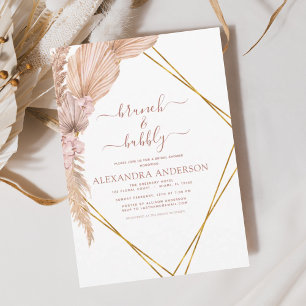 Convite Pampas Grass Brunch Bubble Boho Chá de panela Inv