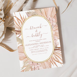 Convite Pampas Grass Brunch Bubble Boho Chá de panela Inv